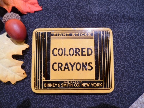 Vintage colored crayon tin - colored,
